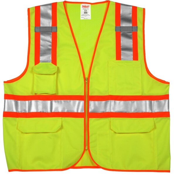 Tingley Two-Tone Hi-Vis Surveyors Vest L/XL Class 2 , Zipper 8 Pockets, 2 Mic Tab V73852.L-XL - main